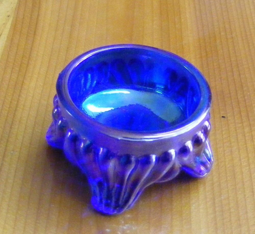COBALT BLUE 4 FOOTED OPEN SALT CELLAR NEW NEVER USED