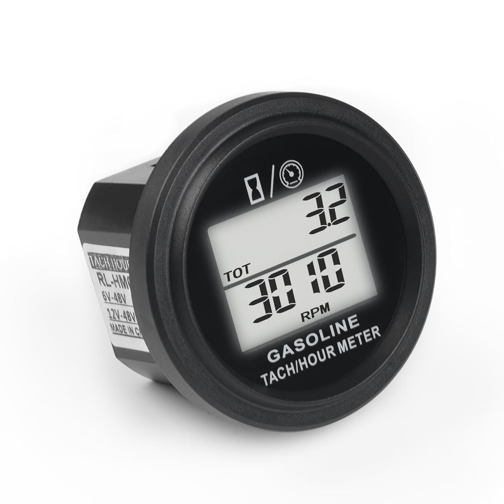 Digital Engine Hour Meter Tachometer,Real-Time RPM Record,Backlight Display,Snap