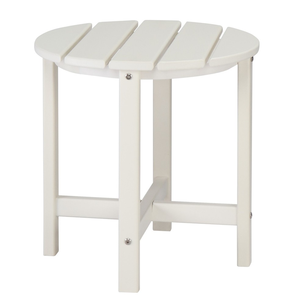 46cm Round White HDPE Side Table, Single Layer Modern Accent Table