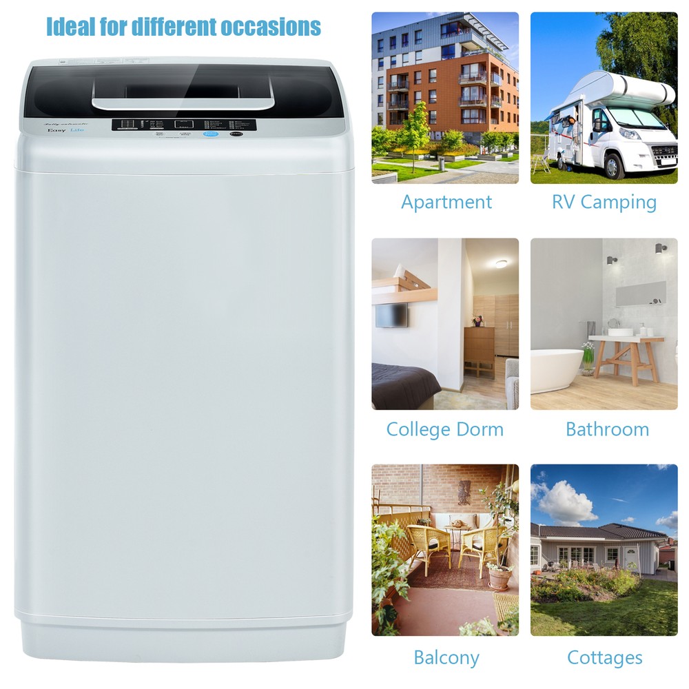Full-Automatic Washing Machine Portable Compact Laundry Washer Spin 8.8 lbs