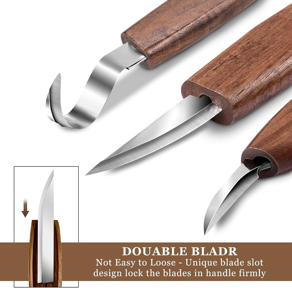 High-Quality 12-Piece Whittling Kit - Includes Gloves & Custom Leather Sheaths
