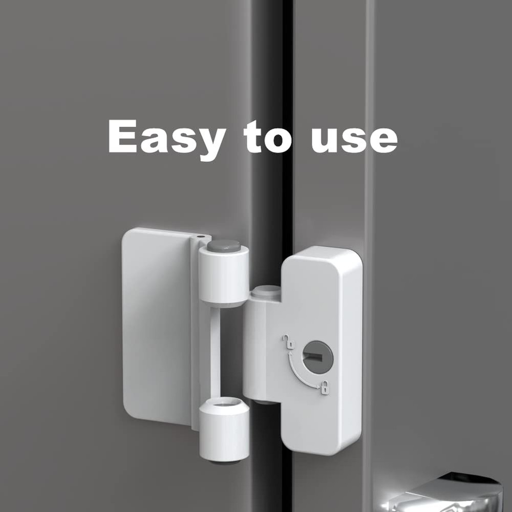 1 Pack Refrigerator Door Locks Double Button Adhesive Fridge Lock with 1