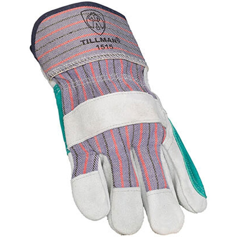 Tillman 1515 Split Cowhide & Canvas Work Gloves, Lined Double Palm, Large