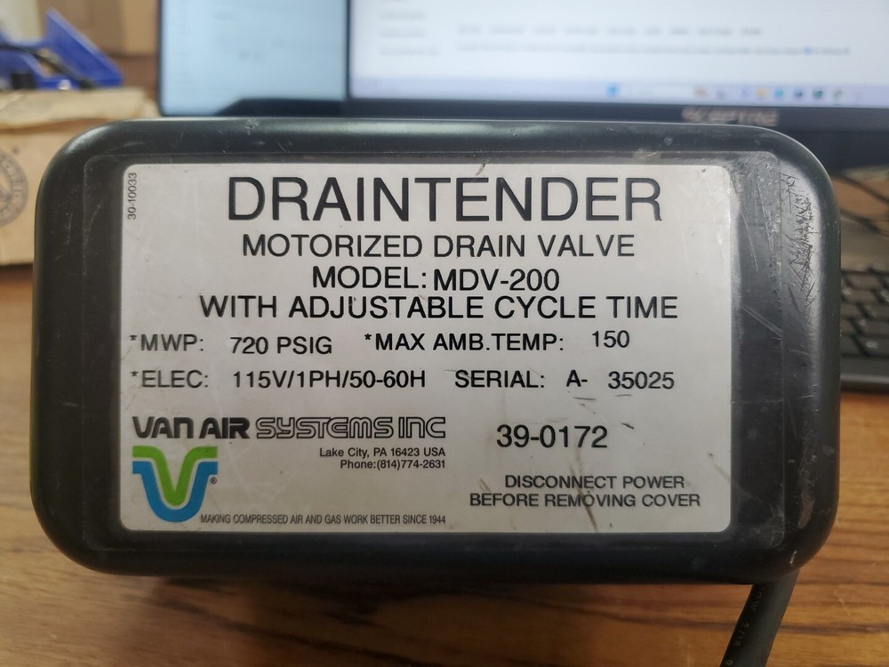 VAN AIR SYSTEMS MDV-200 Draintender Motorized Drain Valve (VR1)