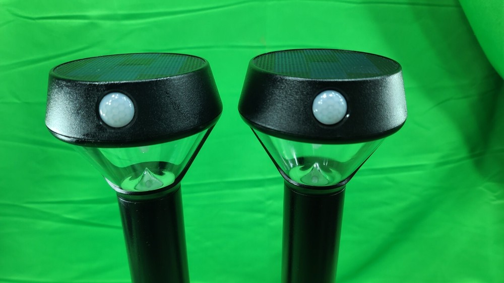 LOT OF 2 Ring Smart Lighting Solar Pathlight, Motion Activated, Black