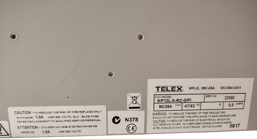 Telex telex rts kp12l-6-rc-gpi Position Key Panel Intercom System
