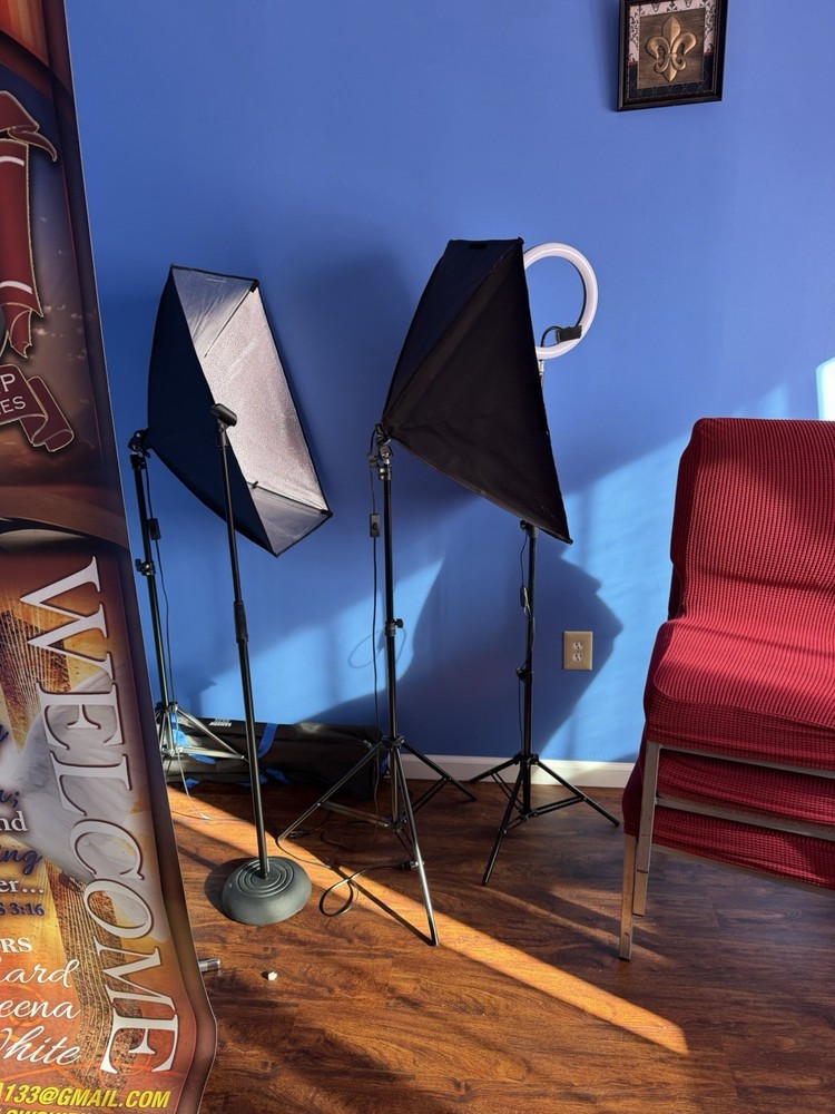 Softbox Lighting Kit with Adjustable Stand, 22 in Square/Rectangle, Black