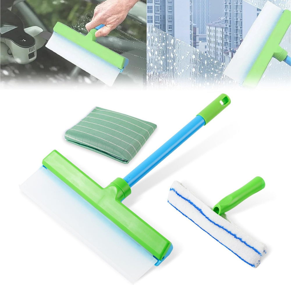 Window Cleaning Kit, Squeegee, Recyclable Silicone Window Squeegee Kit, 3 in 1