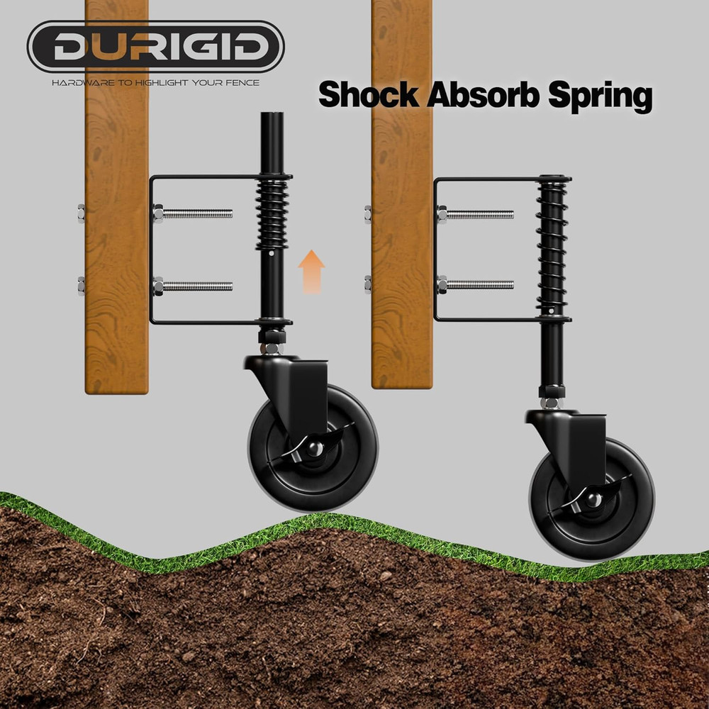 4’’ Spring Loaded Gate Wheel Side Break Gate Caster Wheel Gate Wheels for Woo...