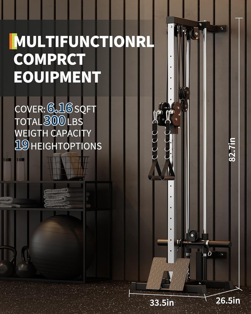 Wall Mount Cable Station LAT Pulldown Machines 19 Positions Dual Pulley System