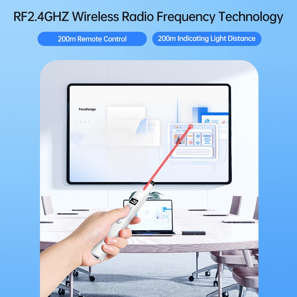 Wireless Presentation Pointer With Telescopic Stick Stylus Pen For FSXA