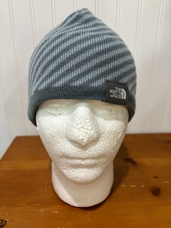 North Face Stripped Winter Beanie Blue