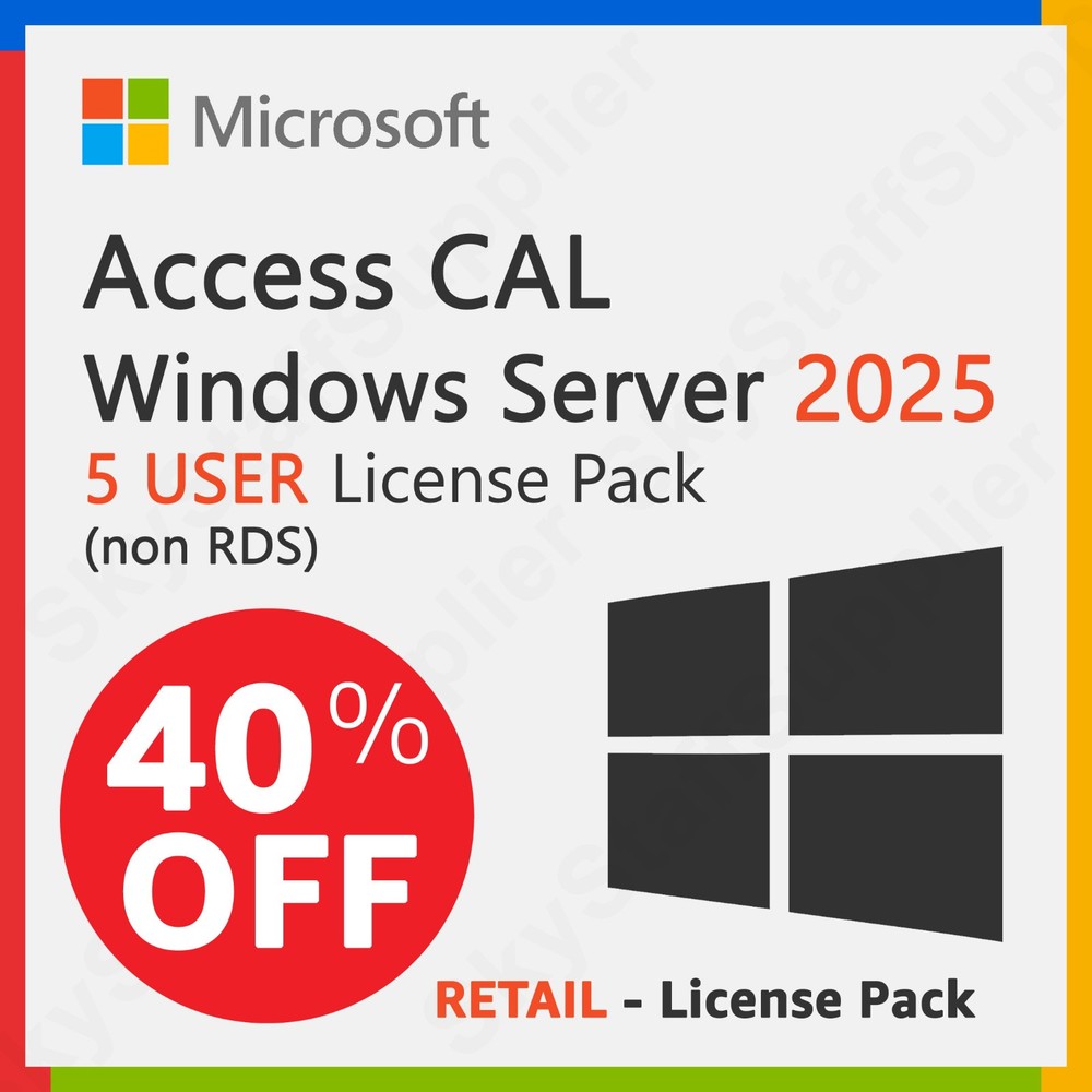 Microsoft Windows Server 2025 - 5 User Client ACCESS Licenses (non RDS) - NEW