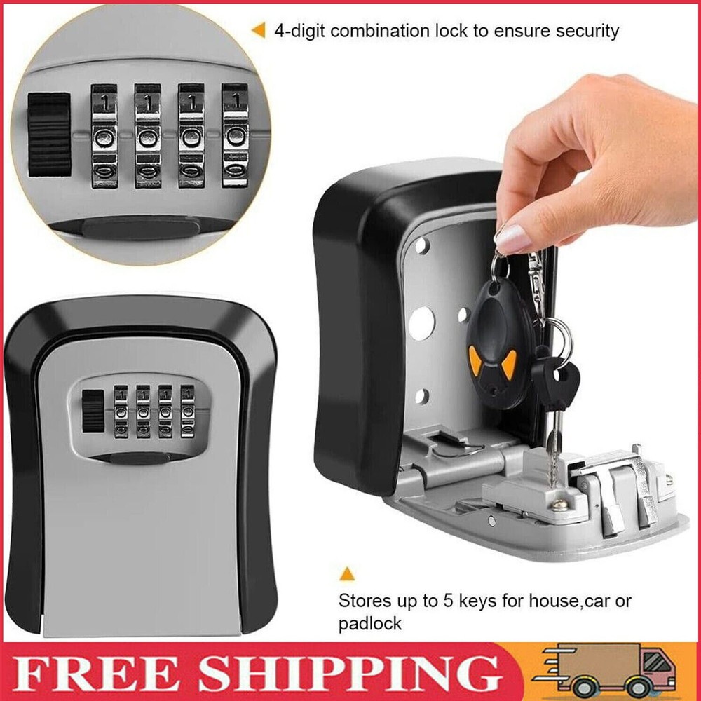 4 Digit Combination Wall Mounted Key Lock Safe Storage Security Box Home Outdoor