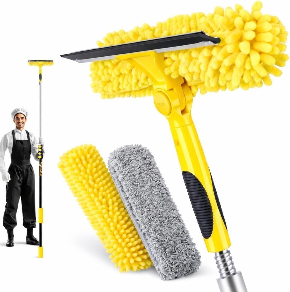 High Reach Window Squeee with Extens Pole, 2-1 Window Washing Kit