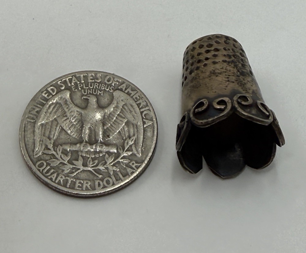 Sterling Silver Thimble 925 Eagle Spratling-School “JD” Flared Scrollwork Skirt