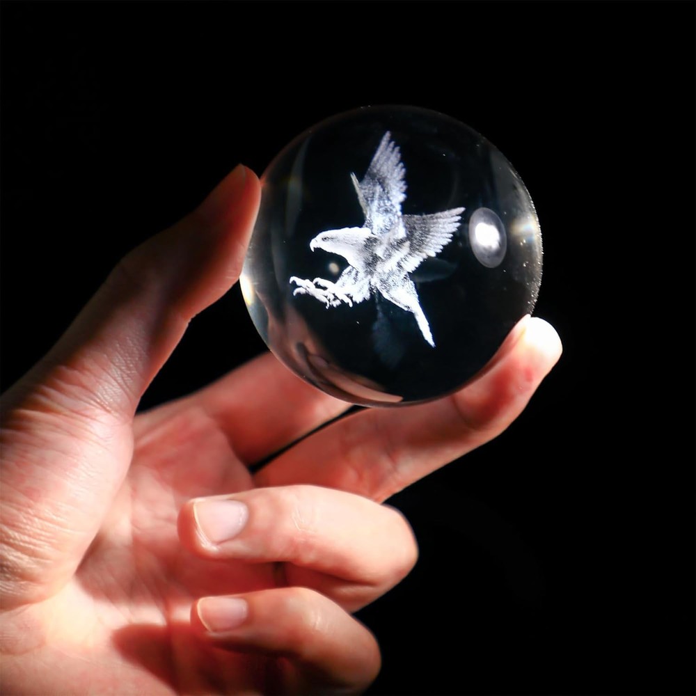 3D Eagle Crystal Ball with 4PCS Birds Figurines