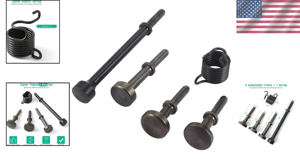 5 Pcs Pneumatic Air Hammer Bits Kit Black