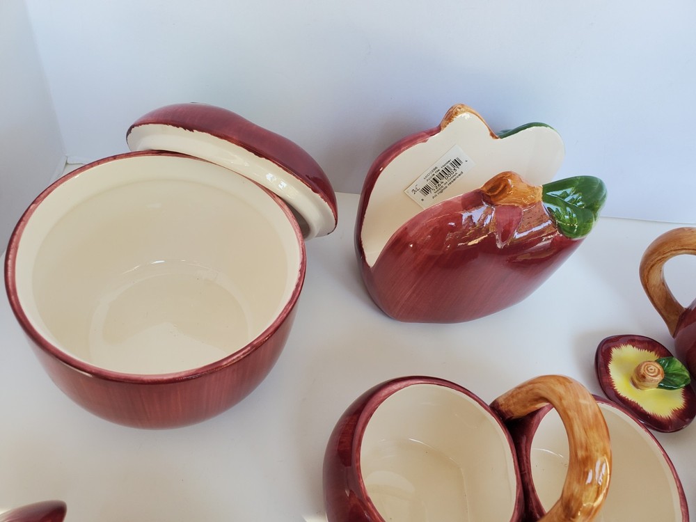 Vintage Ceramic Apple Table & Counter Set 7 Piece as shown