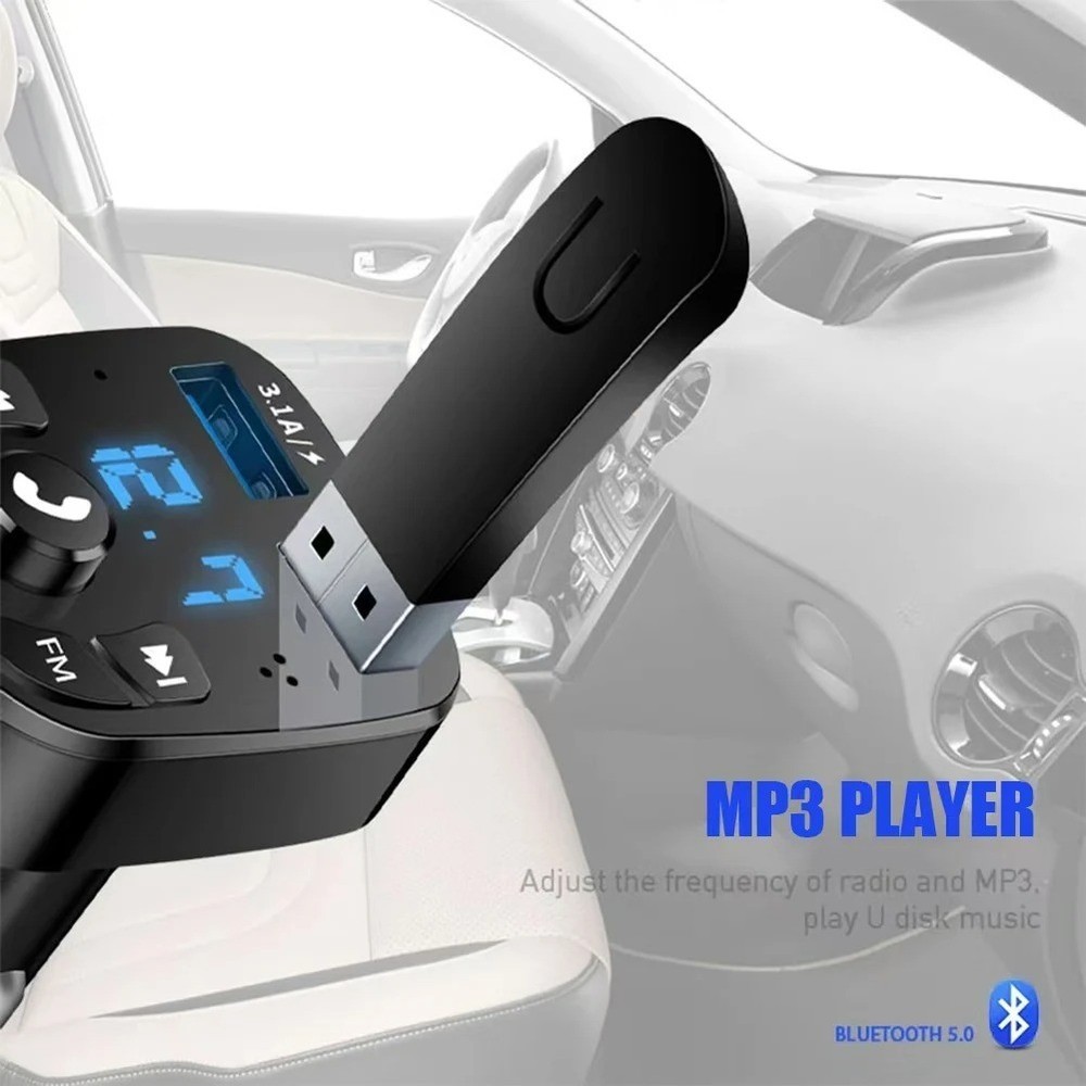 Bluetooth 5.0 Car Wireless FM Transmitter Adapter 2USB PD Charger AUX Hands-Free