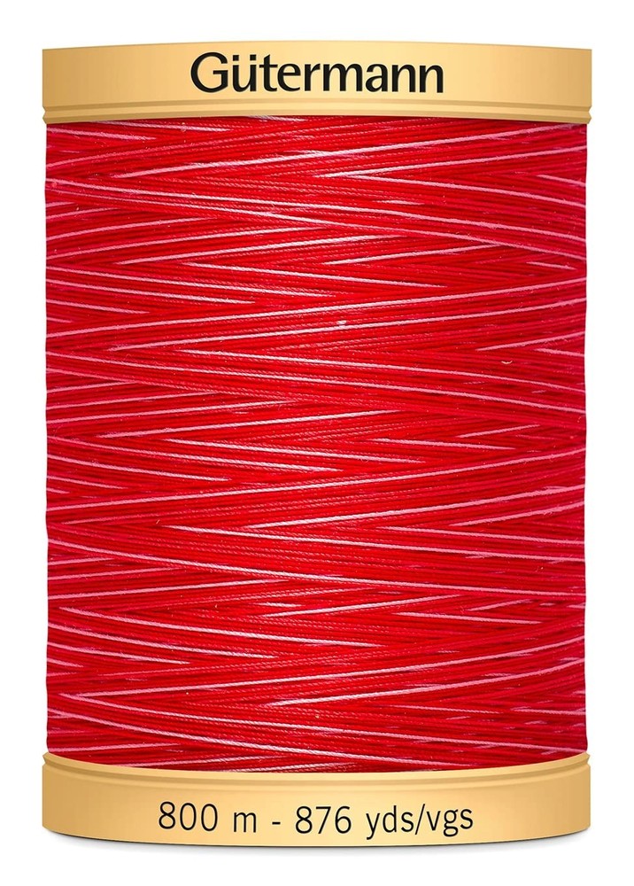 Gutermann Natural Cotton Thread Variegated 876 Yards-Ruby Red