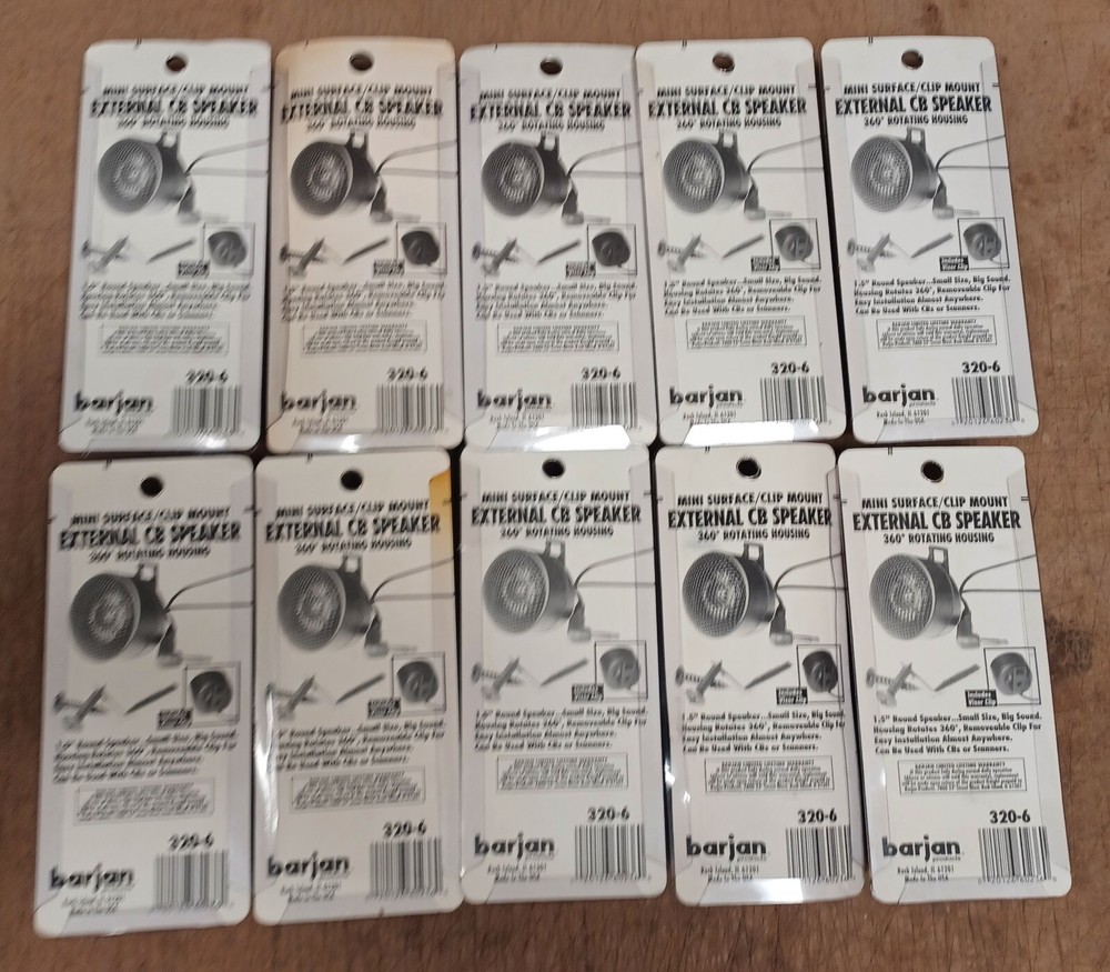 10 BARJAN USA NOS EXTERNAL CB Speaker MINI SURFACE CLIP MOUNT ROTATING
