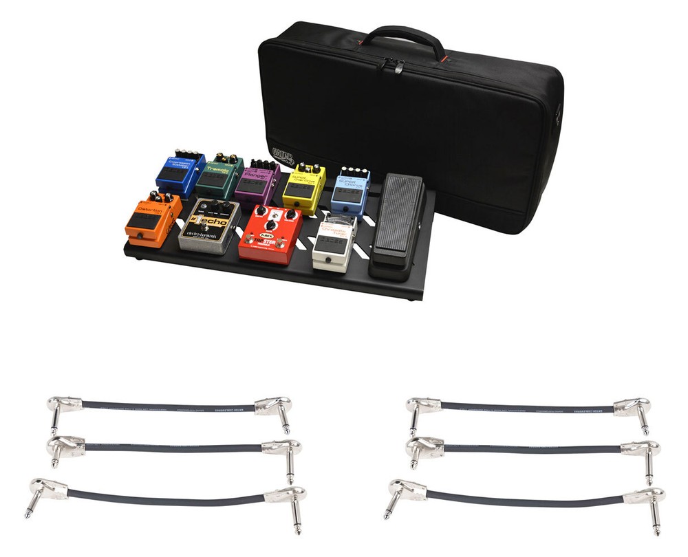 Gator GPB-BAK-1 Black Large pedal board with bag + 2x Gator Patch Cable 3 Pack