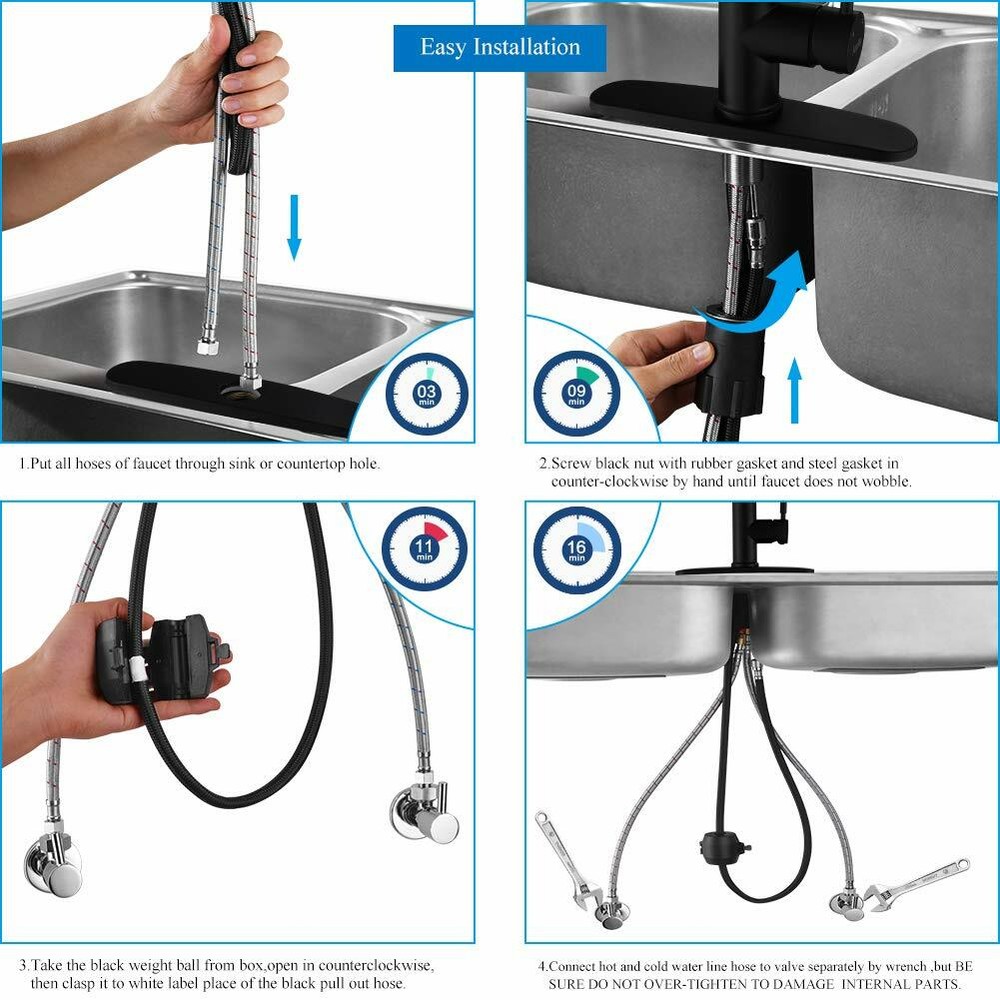 Kitchen Faucet with Pull Down Sprayer High Arc Single Handle Spring Kitchen Sink