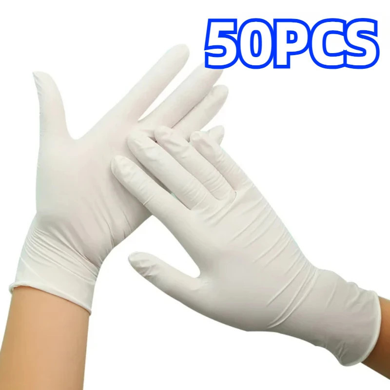 White Nitrile Gloves 50/100PCS Kitchen Cooking Cleaning Food Processing
