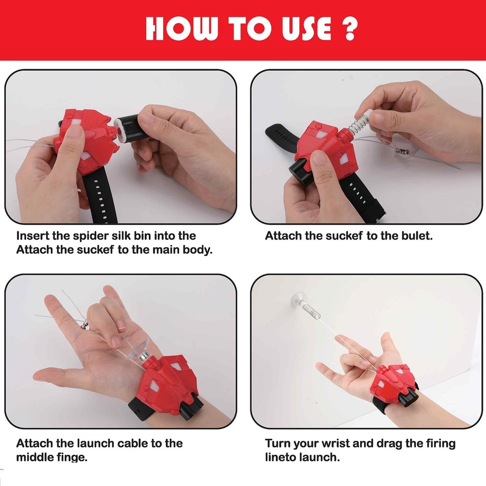 AKLOPE Spider Web Launcher String Shooters Toy, Cool Gadgets Small, Red