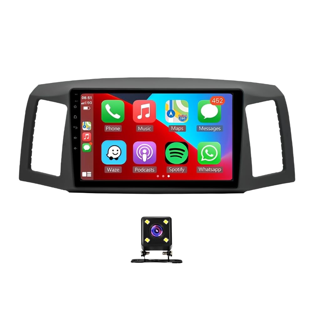Grand Cherokee 2004-2007 Car Stereo Wireless CarPlay Android Auto Backup Camera