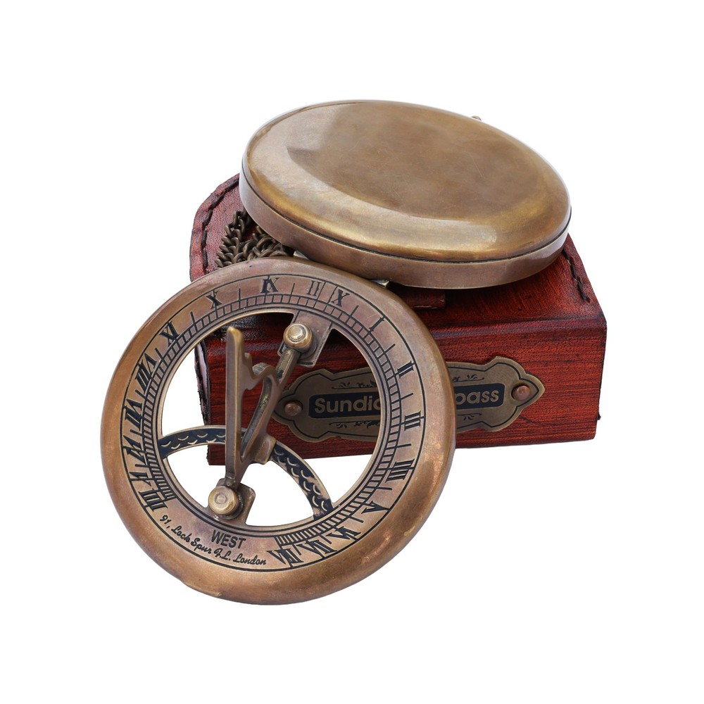 Brass Sundial - Push Open Compass - Steampunk Accessory – Unique Gift for