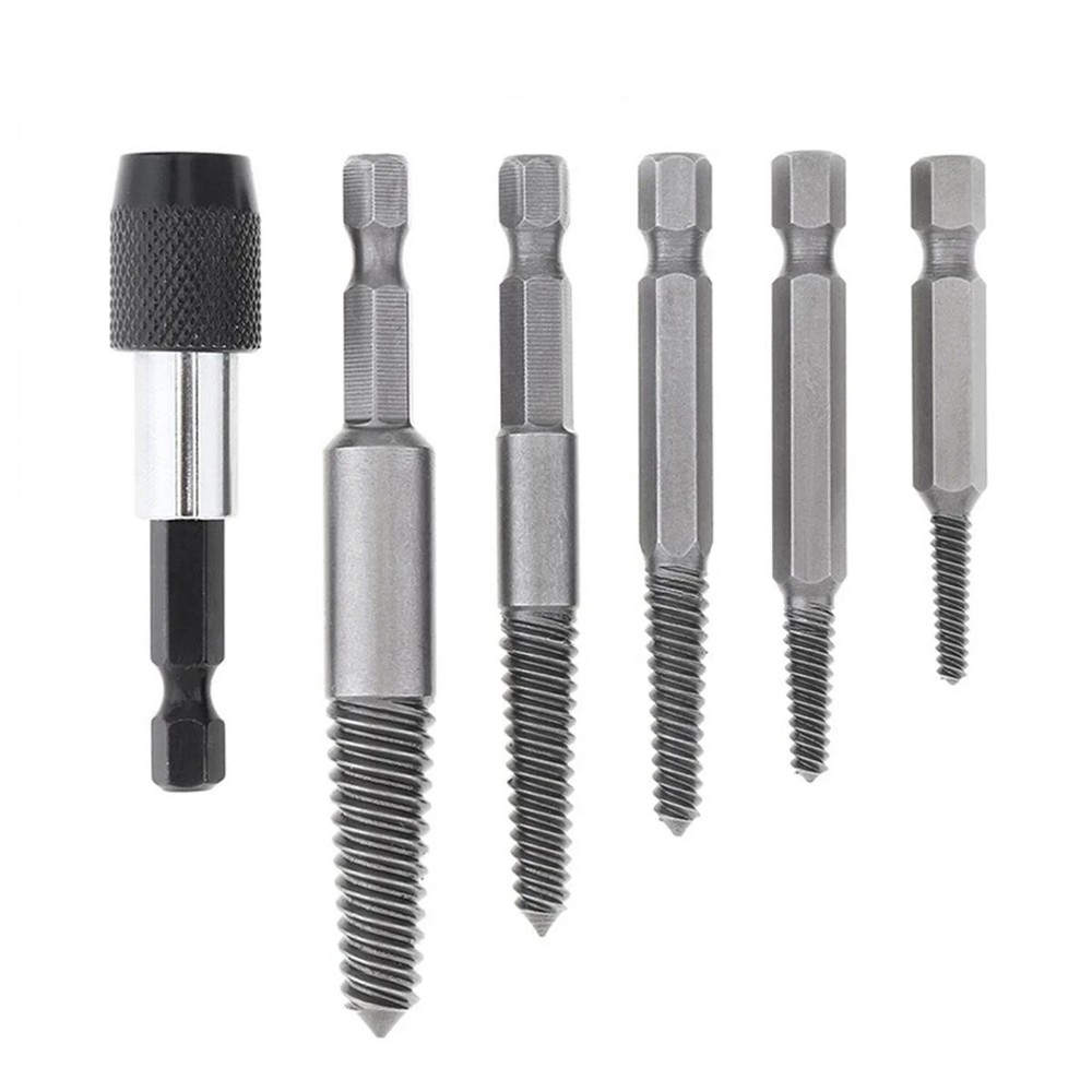 6PCs Screw Extractor Easy Out Drill Bits Kit Damaged Screw Bolt Stud Remover Set