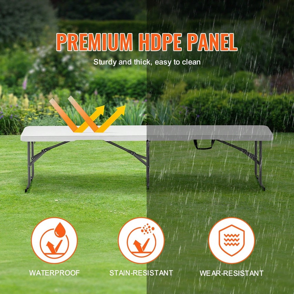 Plastic Folding Bench, 6 FT Portable Folding Bench