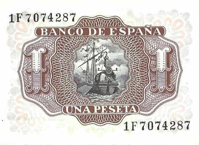 One Spanish Peseta Banknote