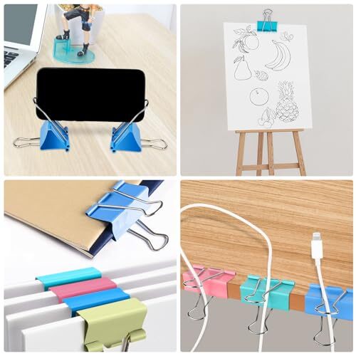 Colored Binder Clips2.4 inch, Extra Large Binder Clips for Office (8 Pcs) Jumbo