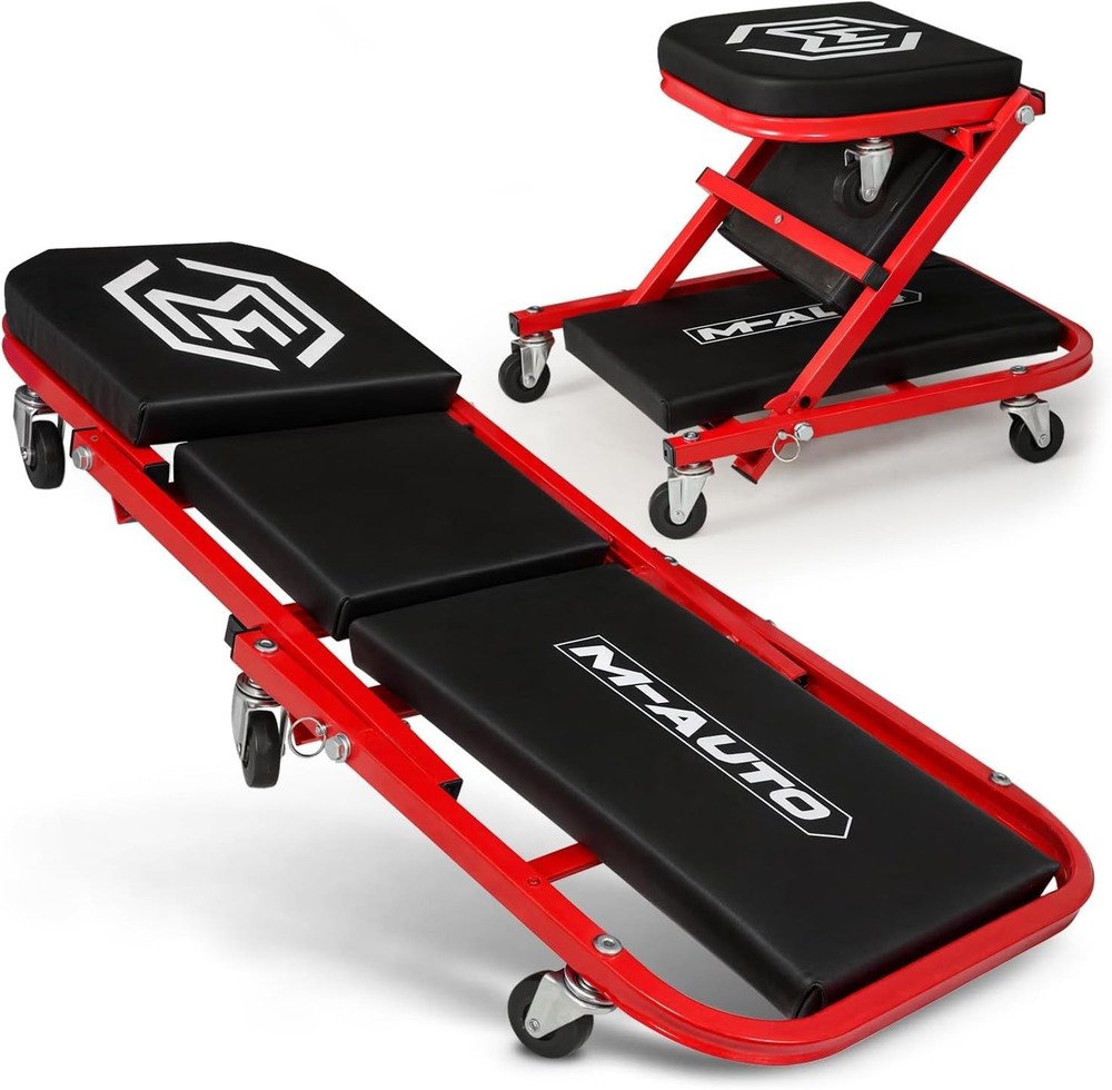 Foldable Z Creeper 2-in-1 Rolling Folding Car Creeper & Seat, 36" Adjustable ...