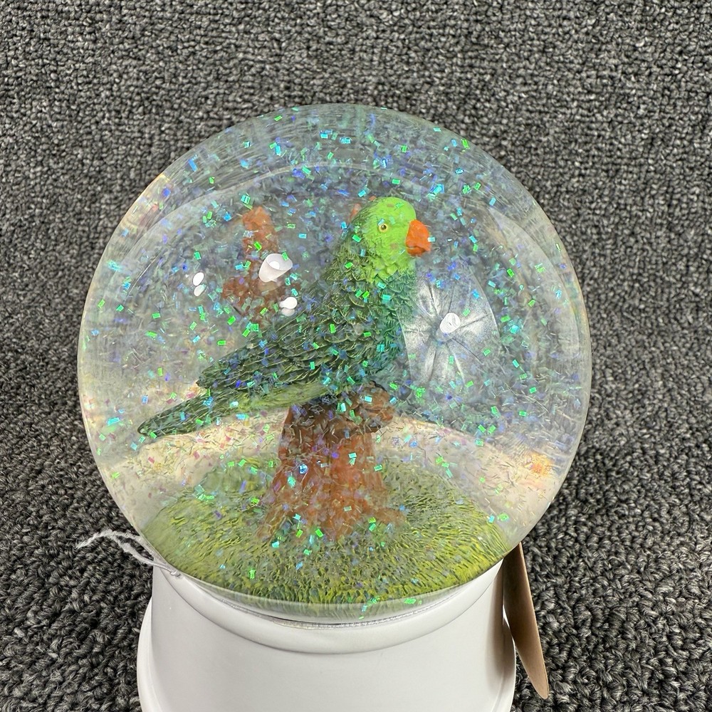 Green Parrot Bird Glitter Globe Snow 4”