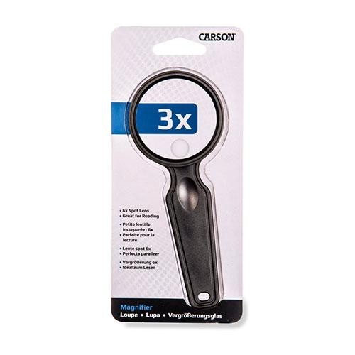 Carson 3X Magnifier w/6X Bifocal 2" Round Plastic Handle Bible Document Read