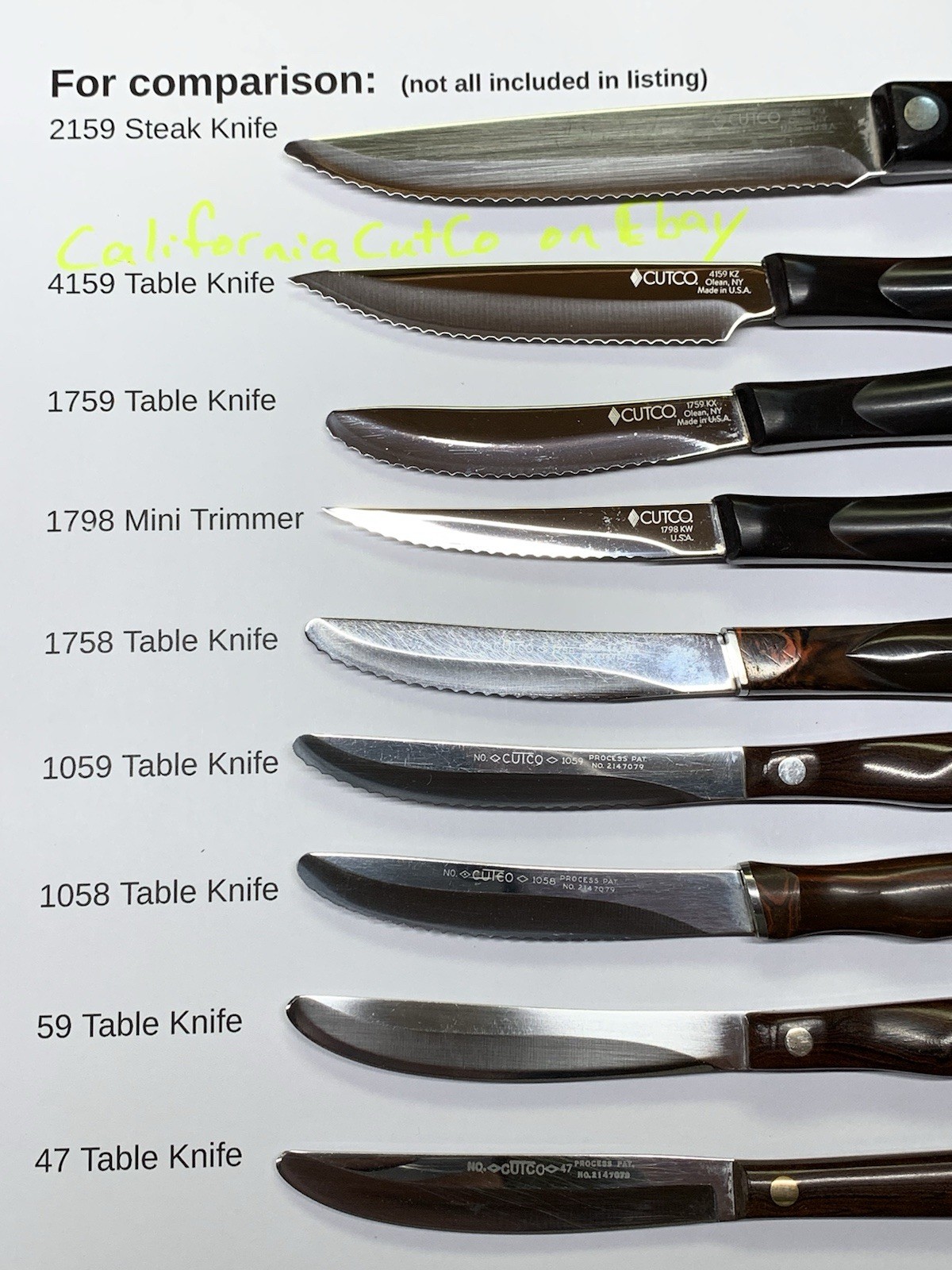 New Style CUTCO 4159 Gourmet Table Steak Knife Pointy DD Edge Black/Classic Qty