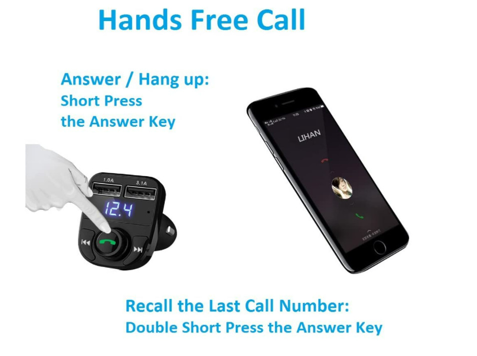 Cargador De Carro Para Celulares Con Blutu Bluetooth Musica Fm Radio Llamadas