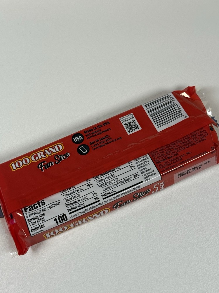 🍫 100 Grand Chocolate Candy Fun Size 5 Pack FRESH - Comb.SHIP +$1/ea