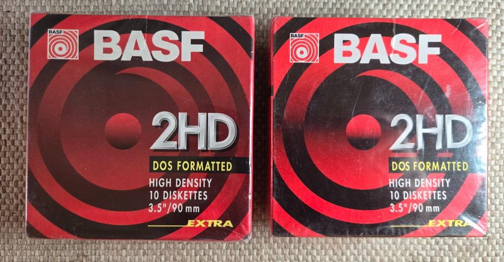 BASF Diskettes 3.5" 2HD DOS High Density Diskettes -Two 10 Packs- NEW, Sealed