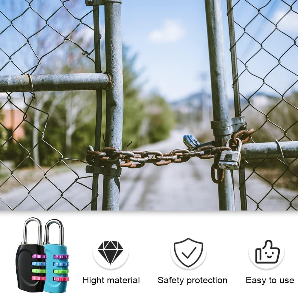 2 Pack Combination Lock, 4 Digit Locker Lock Resettable Combo Locks Outdoor Wat