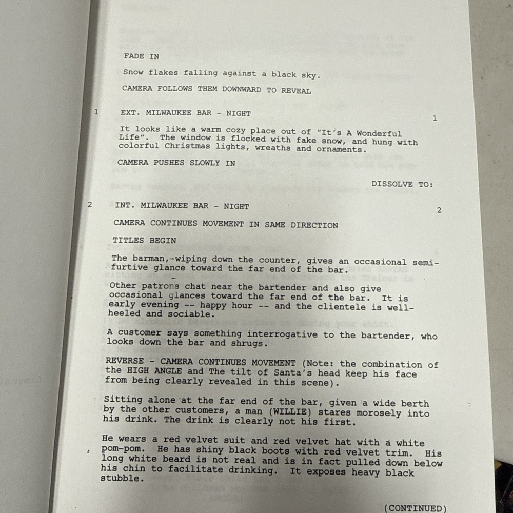 “ Bad Santa” Production Script Draft By Glenn Ficarra & John Requa 2002 RARE!