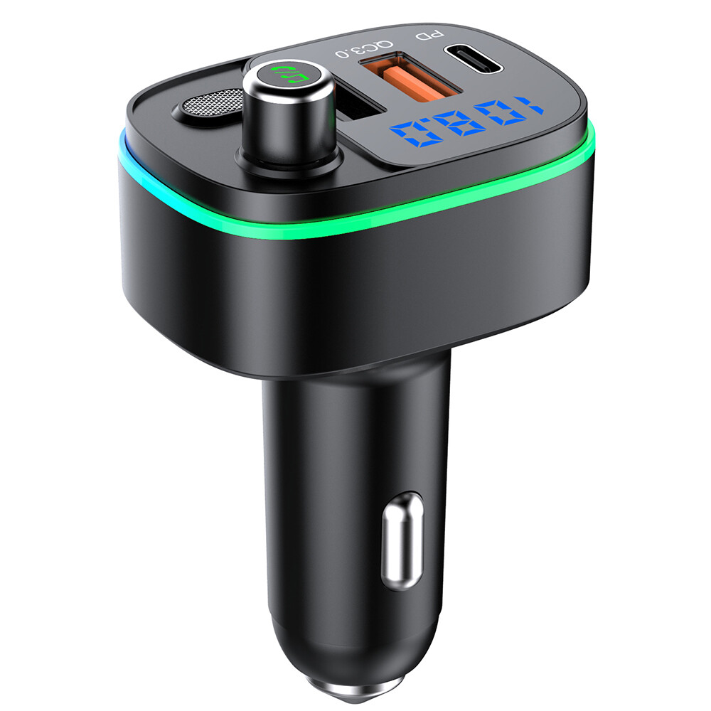 Quick Charger QC3.0 Dual USB Type-C MMC Car FM Transmitter Bluetooth5.0 Wireless