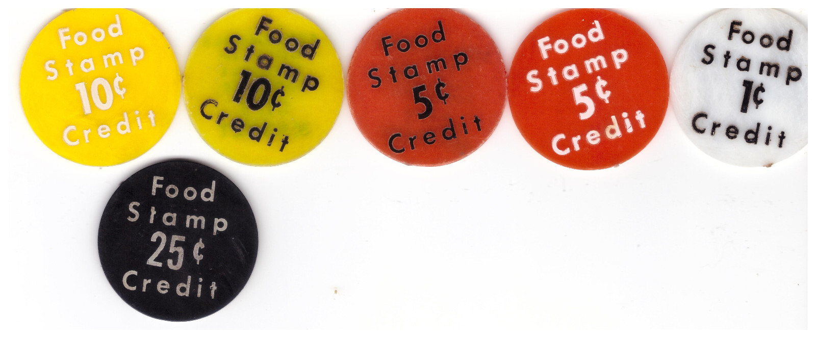 Food Stamp Tokens - Set of 6 Different - City Market Superior, WI - Rare 38mm!
