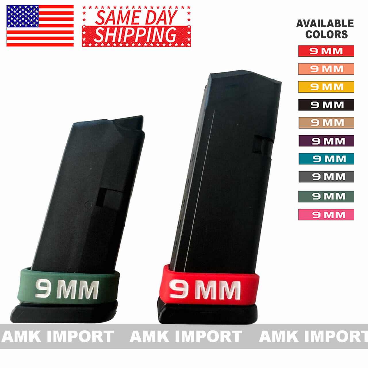 9MM Pistol Extended Magazine ID Marking Bands Mag Identification Silicone Band