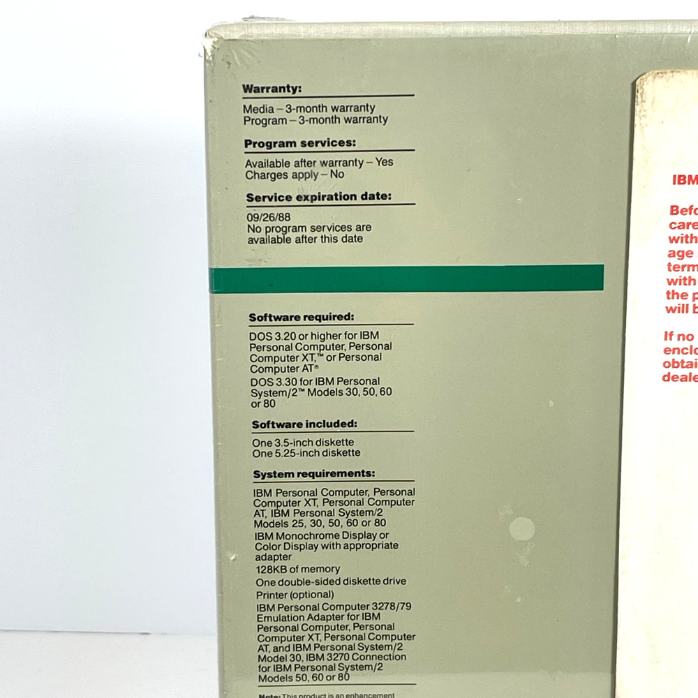 1987 IBM 3270 PC Emulation Program Version 1.21 - 3.5" & 5.25" diskettes -SEALED
