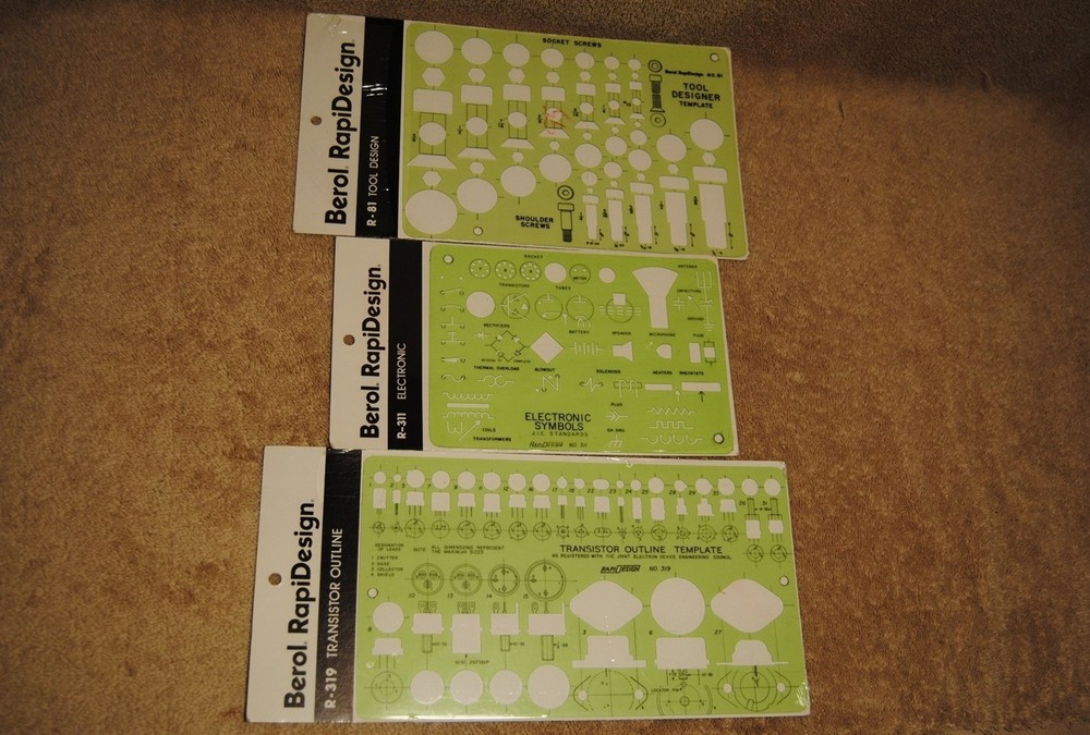 NOS Berol RapiDesign Templates Bolt Nut Gear Tool Design Electronic Transistor B